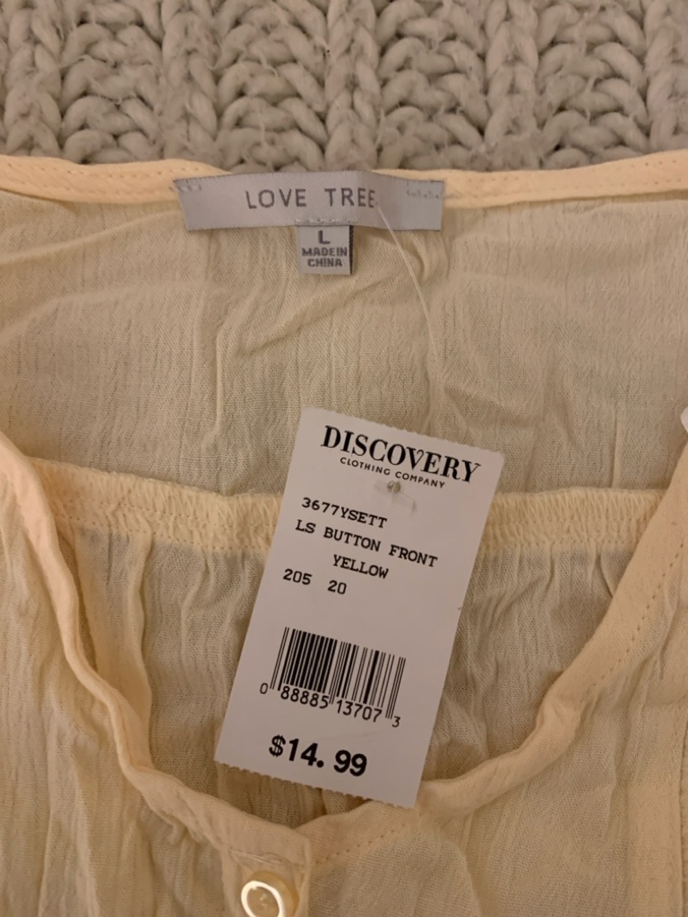 Love Tree Button Down Long Sleeve Top - Picture 2 of 3